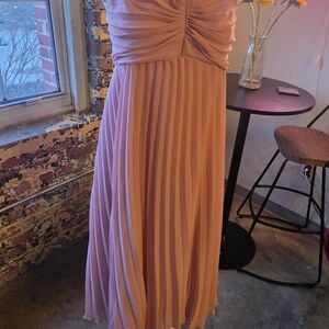 ASOS Pink Backless Pleated Maxi Dress